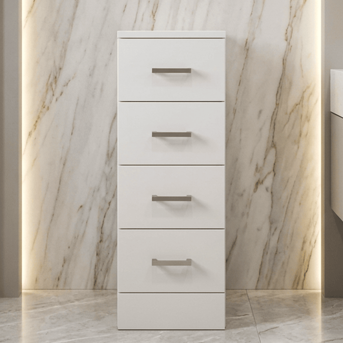 [BFOR133] Slimline 4 Drawer Unit - 300mm - Gloss White - Silo