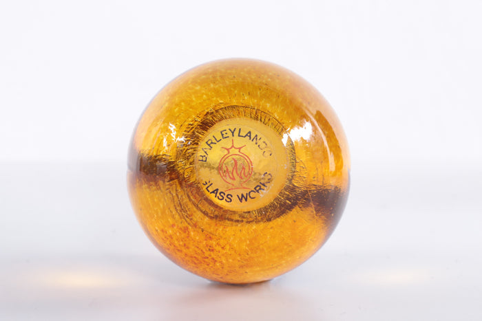 Small Murano Glass Paperweight - Orange Peach Ball, 1970s