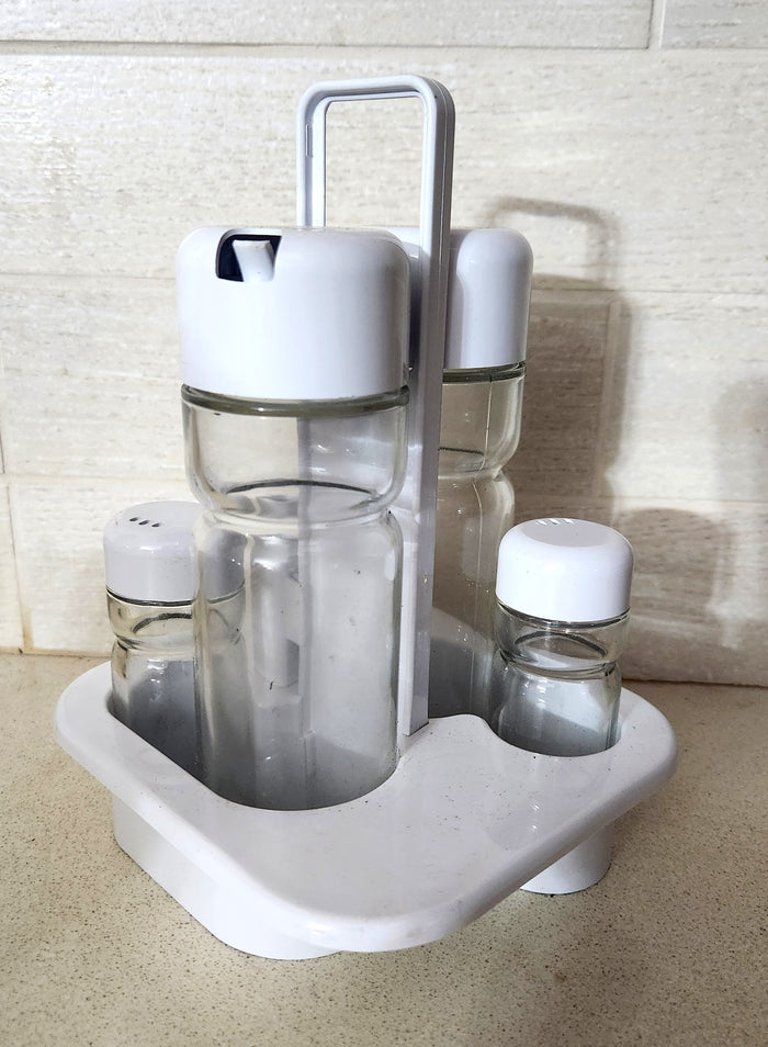 Spain Oil, Vinegar, Salt, and Pepper Cruet Set