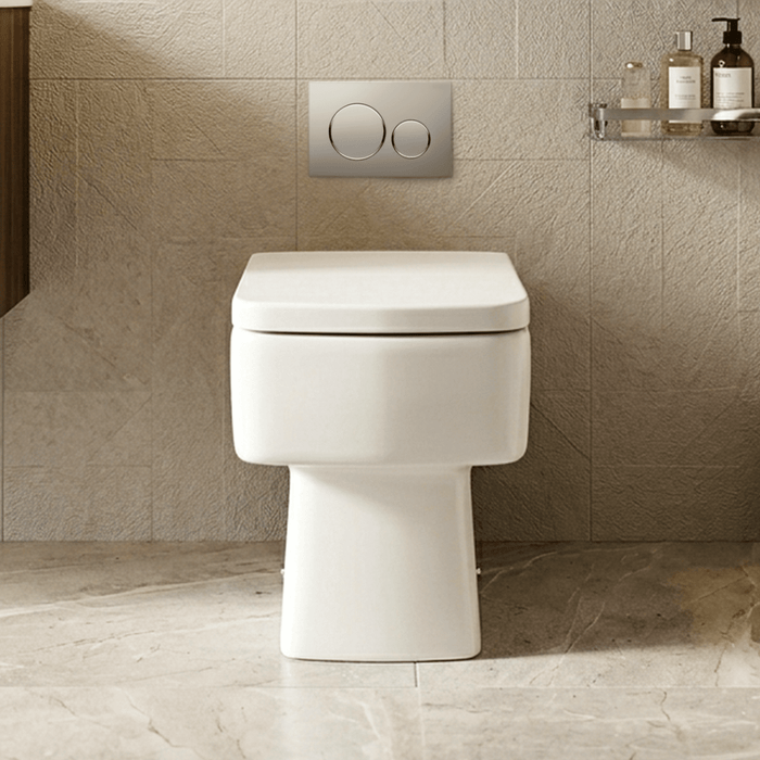 [BCOP106] Square Back to Wall Toilet Pan, Modern Compact Ceramic WC Design, 400mm x 350mm x 520mm - White by Balterley - Silo