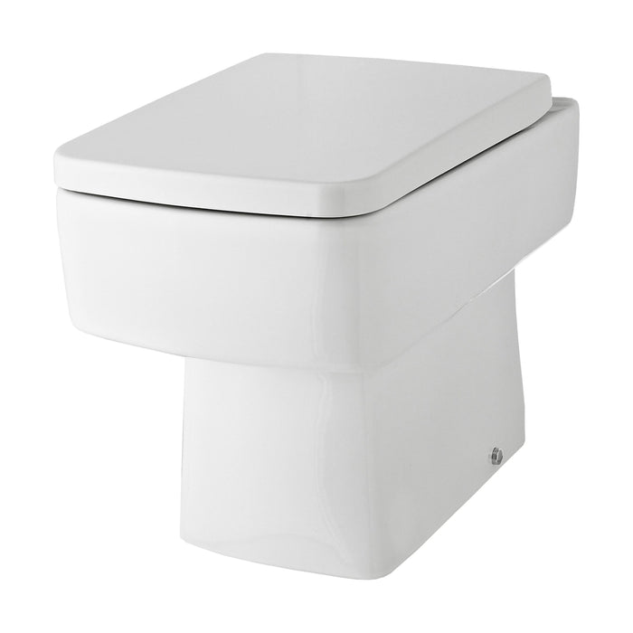[BCOP106] Square Back to Wall Toilet Pan, Modern Compact Ceramic WC Design, 400mm x 350mm x 520mm - White by Balterley - Cutout