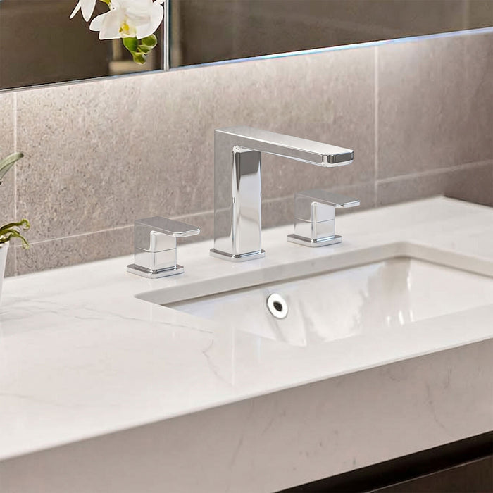 [BTEM333] Square Deck Mounted 3 Tap Hole Bath Filler Tap - Chrome - Silo