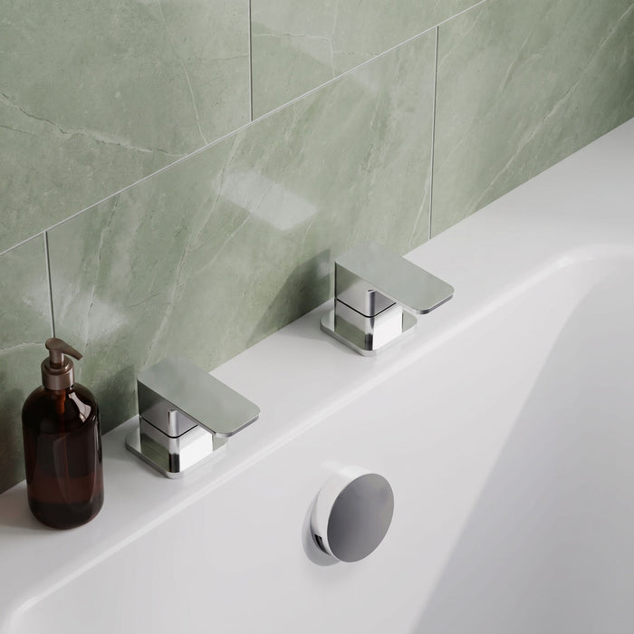 [BTEM308] Square Deck Mounted 3/4" Chrome Side Valves Chrome - Lifestyle 2