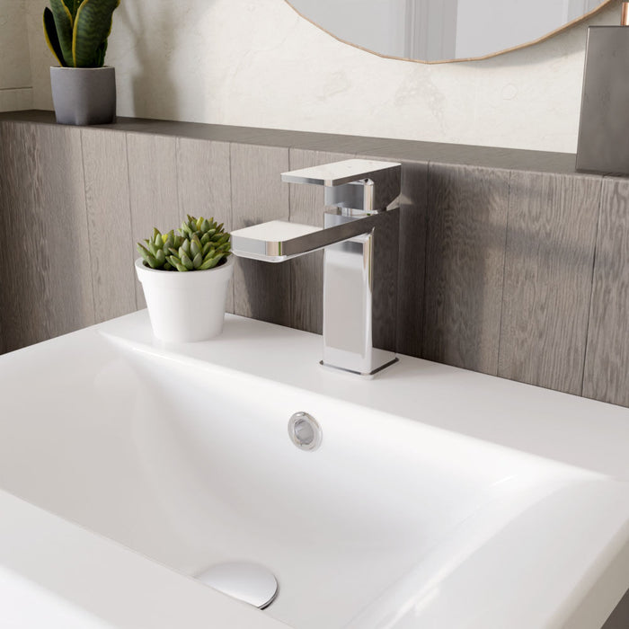 [BTEM305EC] Square Eco Mono Basin Mixer Tap & Push Button Waste - Chrome - Lifestyle 3