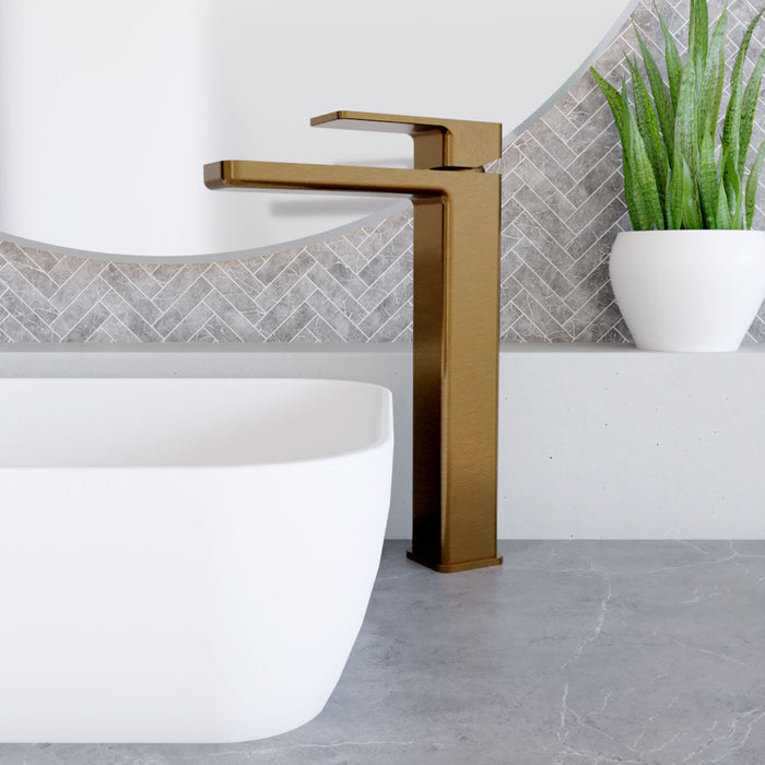 [BTEM1570] Square High-Rise Mono Basin Mixer Tap - Matt Black - Lifestyle 1