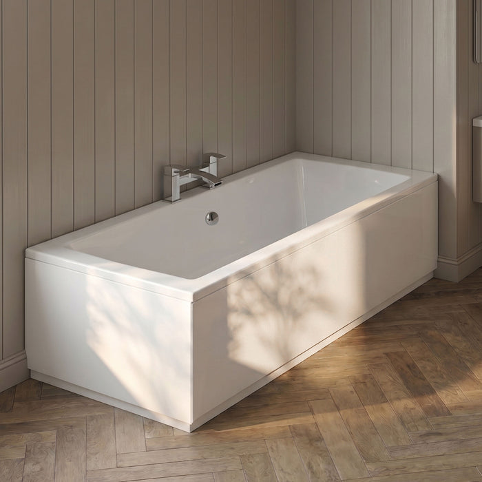 [BBPA131] Square L-Shaped Shower Bath Panel - Gloss White - Silo