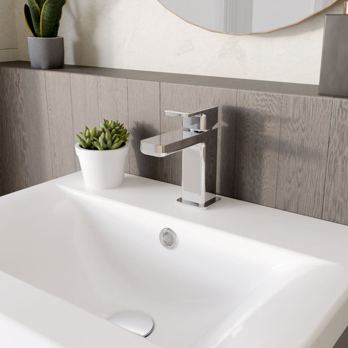 [BTEM315] Square Mini Mono Basin Mixer Tap & Push Button Waste - Chrome - Lifestyle 3