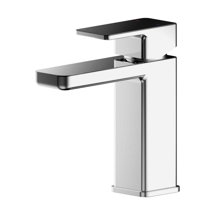 [BTEM315] Square Mini Mono Basin Mixer Tap & Push Button Waste - Chrome - Cutout