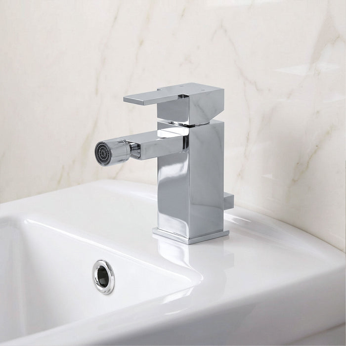 [BTRP306] Square Mono Bidet Mixer Tap and Pop Up Waste - Chrome - Silo
