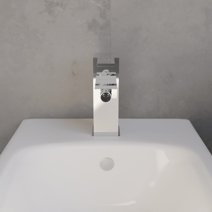 [BTRP306] Square Mono Bidet Mixer Tap and Pop Up Waste - Chrome - Lifestyle 1