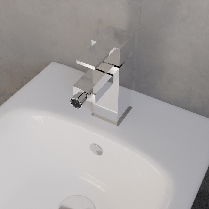 [BTRP306] Square Mono Bidet Mixer Tap and Pop Up Waste - Chrome - Lifestyle 2