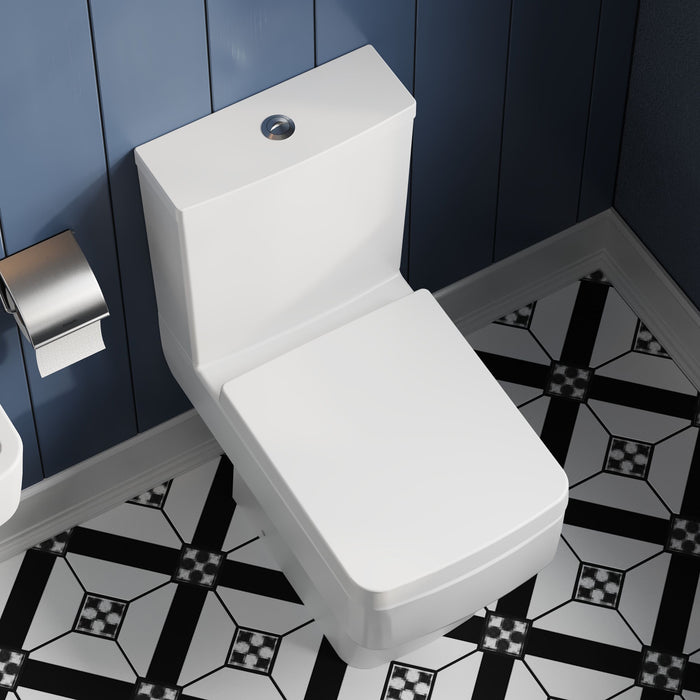 [BCOP198] Square Soft Close Toilet Seat with Top Fix Hinge, Choice of Cover Caps Finish