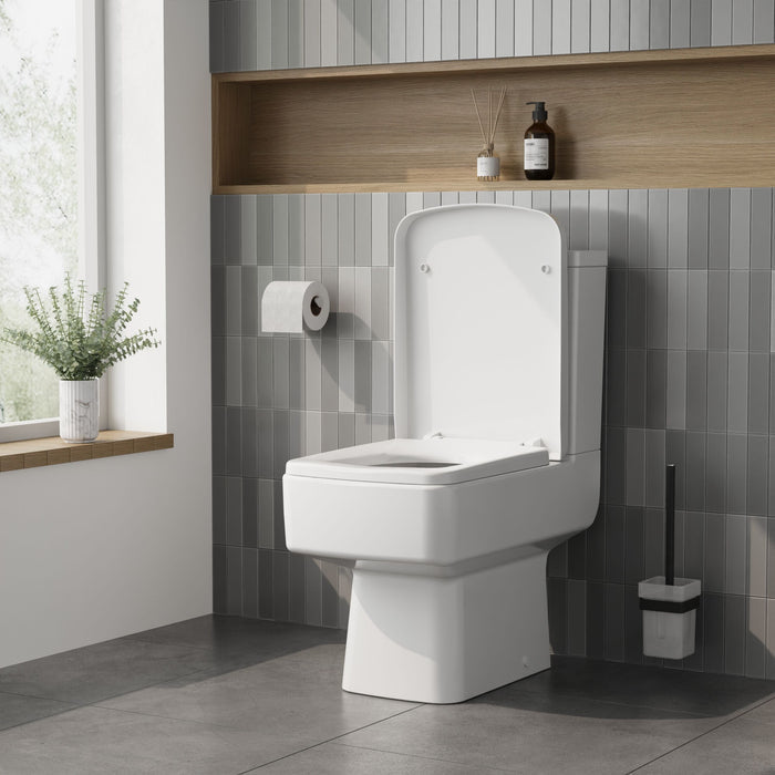 [BCOP196] Square Top Fix Soft Close Toilet Seat with Squared Edge - White - Lifestyle 3