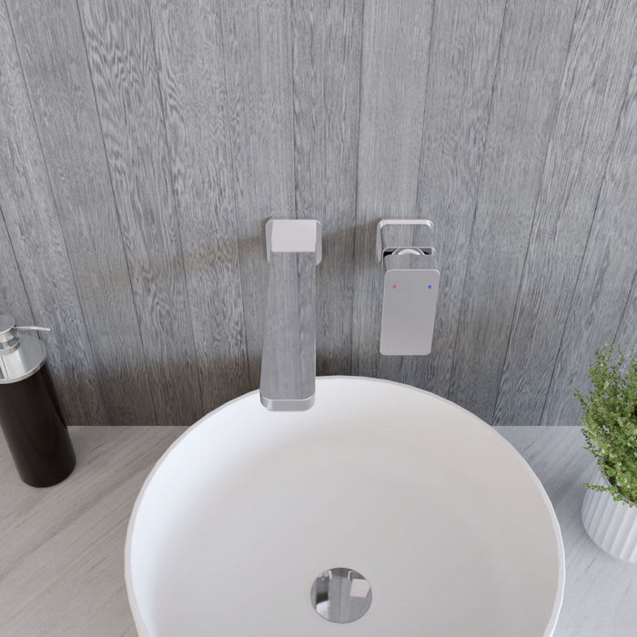 [BTEM381] Square Wall Mount 2 Tap Hole Basin Mixer Tap Chrome - Lifestyle 2