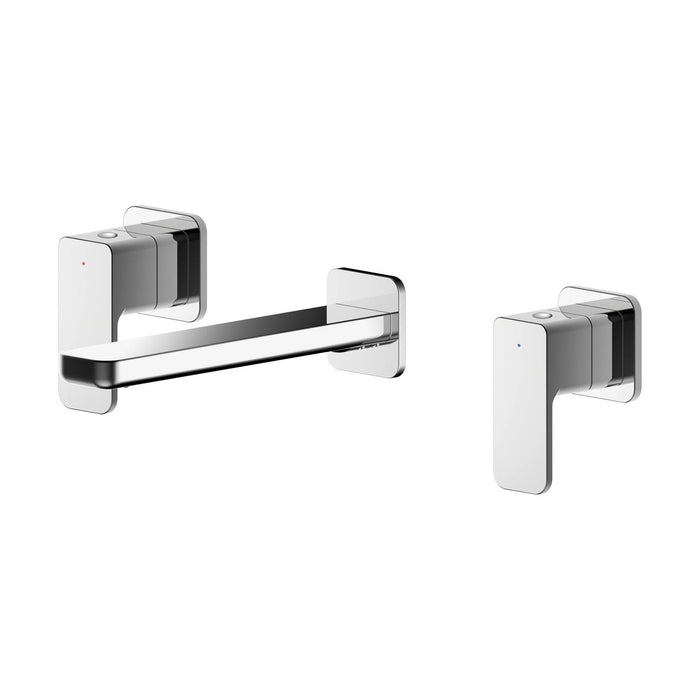 [BTEM317] Square Wall Mount 3 Tap Hole Basin Mixer Tap - Chrome - Cutout