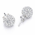 Sterling Silver Crystal Pave Ball Stud Earrings - Shimmering Glamour