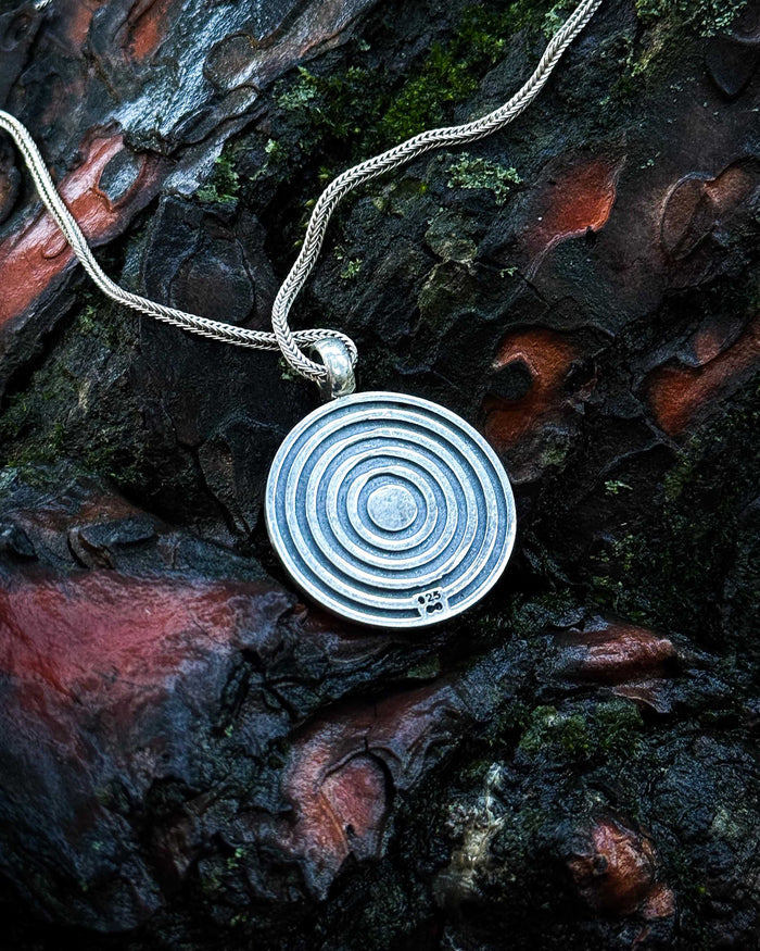 Sterling Silver Engraved Seljuk Eagle & Tribal Emblem Necklace