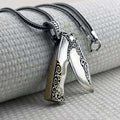 Sterling Silver Folding Knife Pendant Necklace - Ornate Design