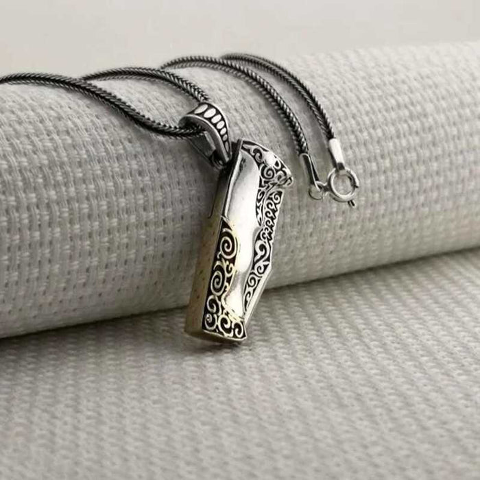 Sterling Silver Folding Knife Pendant Necklace - Ornate Design