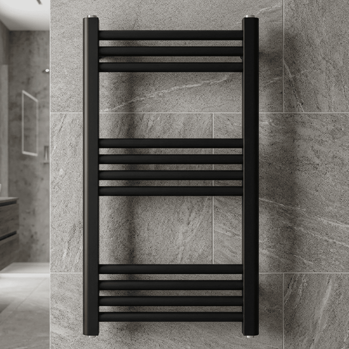 [BH407MB] Straight Heated Heated Towel Rail Radiator, 337W, 400 x 700mm, Matt Black - Silo