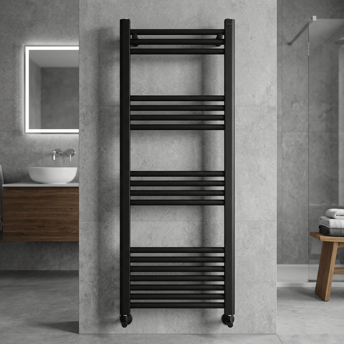 [BH412MB] Straight Heated Heated Towel Rail Radiator, 337W, 400 x 700mm, Matt Black - Silo