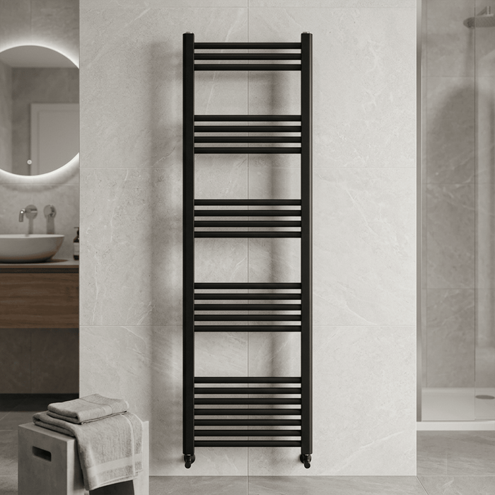 [BH414MB] Straight Heated Heated Towel Rail Radiator, 337W, 400 x 700mm, Matt Black - Silo