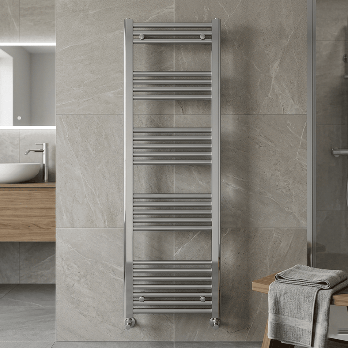 [BH416N] Straight Heated Heated Towel Rail Radiator, 337W, 400 x 700mm, Matt Black - Silo