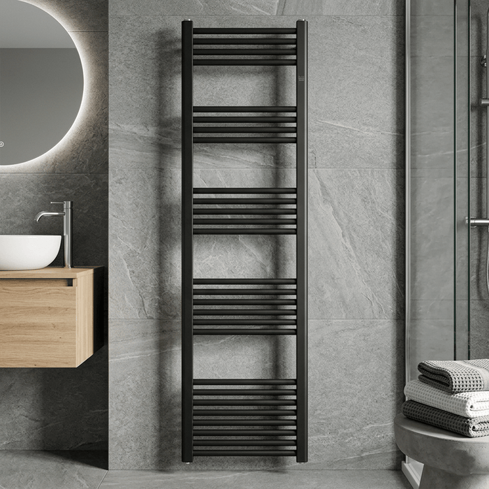 [BH418MB] Straight Heated Heated Towel Rail Radiator, 337W, 400 x 700mm, Matt Black - Silo