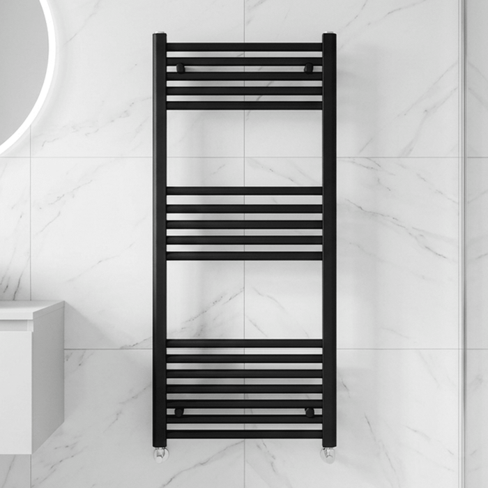 [BH510MB] Straight Heated Heated Towel Rail Radiator, 555W, 500 x 1000mm, Matt Black - Silo
