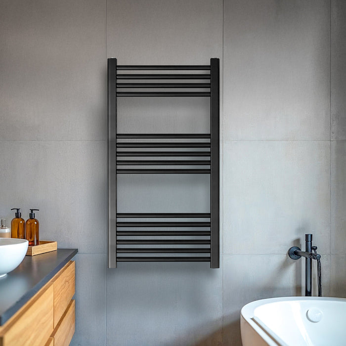 [BH510MB] Straight Heated Heated Towel Rail Radiator, 555W, 500 x 1000mm, Matt Black - Lifestyle 1