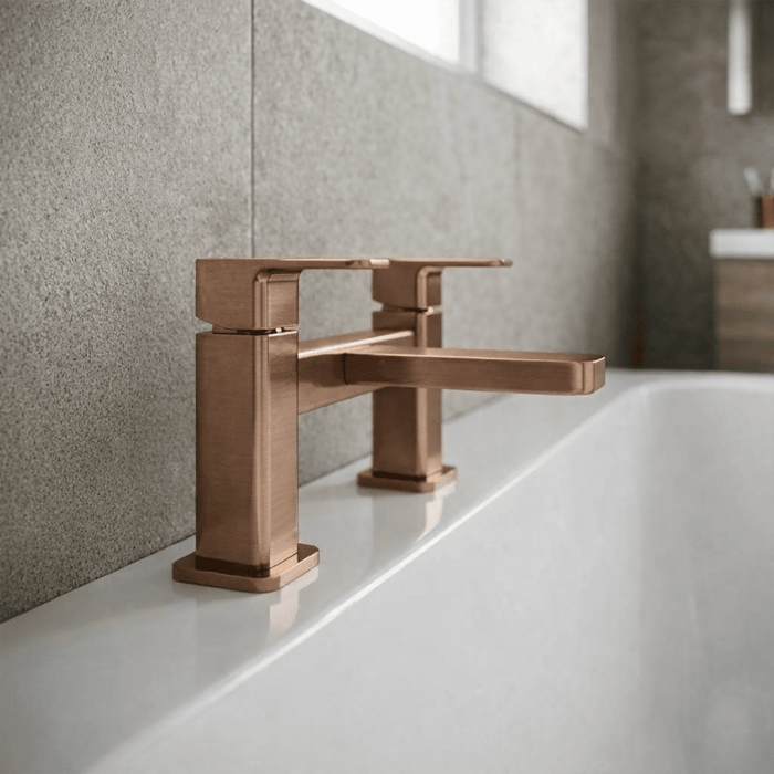 [BTEM1503] Swinscoe Dual Lever Square Deck Mounted Bath Filler Tap – Choice of Finish - Silo