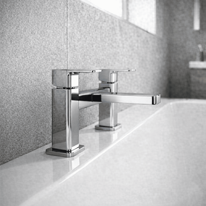[BTEM303] Swinscoe Dual Lever Square Deck Mounted Bath Filler Tap – Choice of Finish - Silo