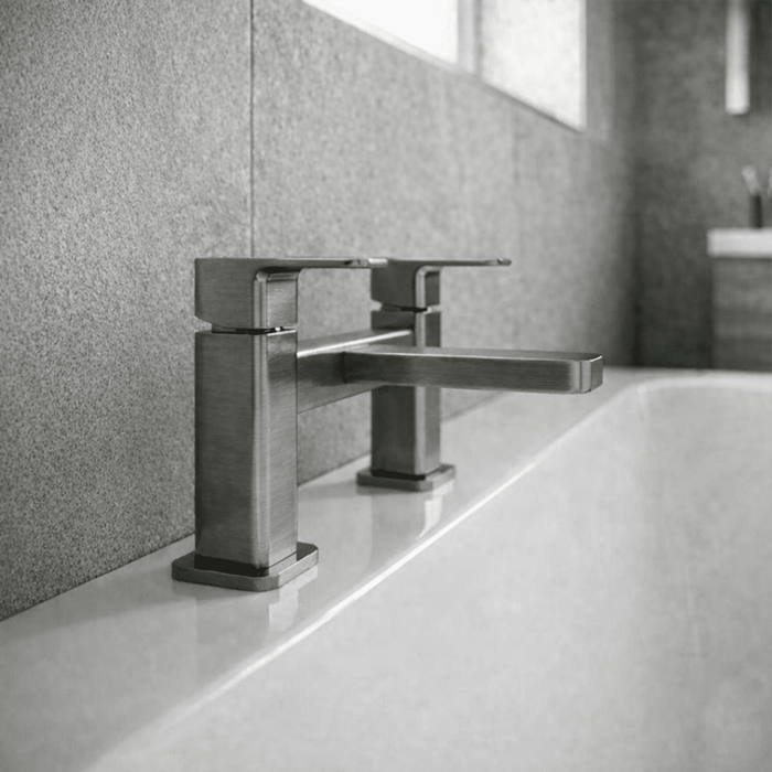 [BTEM703] Swinscoe Dual Lever Square Deck Mounted Bath Filler Tap – Choice of Finish - Silo