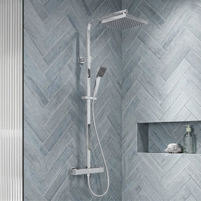 [BSTK386] Swinscoe Square Thermostatic Shower Kit with Fixed Head & Adjustable Handset - Multiple Colours Available - Silo