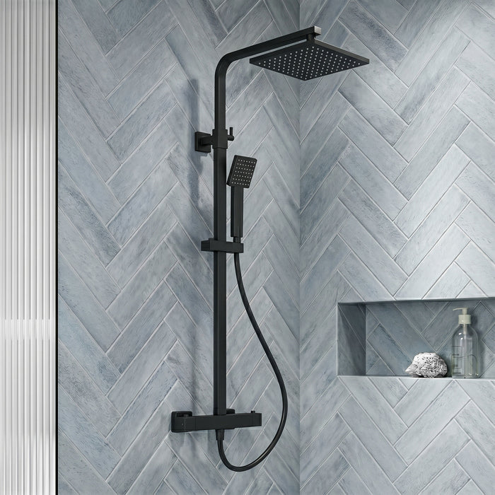 [BSTK486] Swinscoe Square Thermostatic Shower Kit with Fixed Head & Adjustable Handset - Multiple Colours Available - Silo