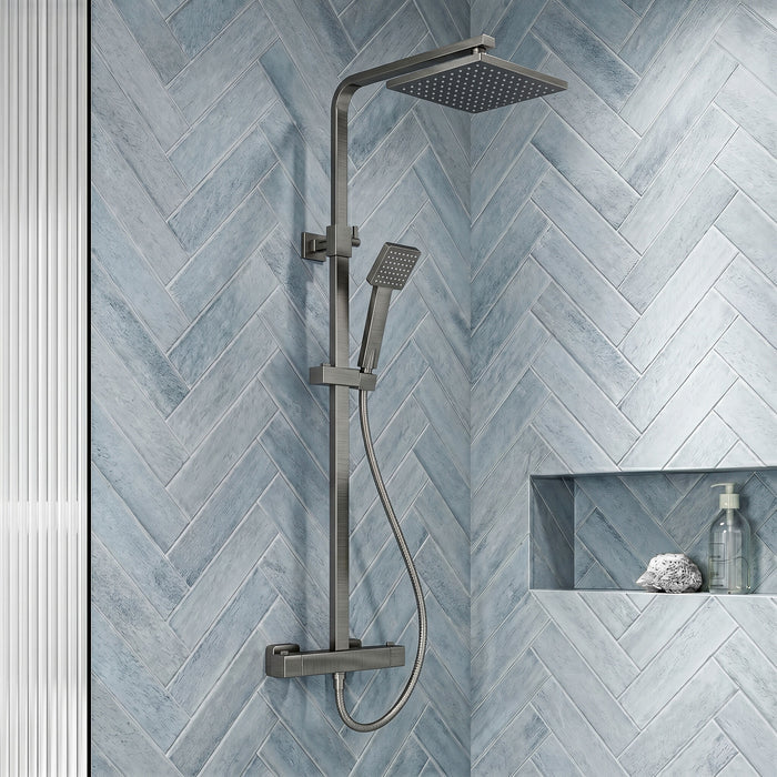 [BSTK786] Swinscoe Square Thermostatic Shower Kit with Fixed Head & Adjustable Handset - Multiple Colours Available - Silo