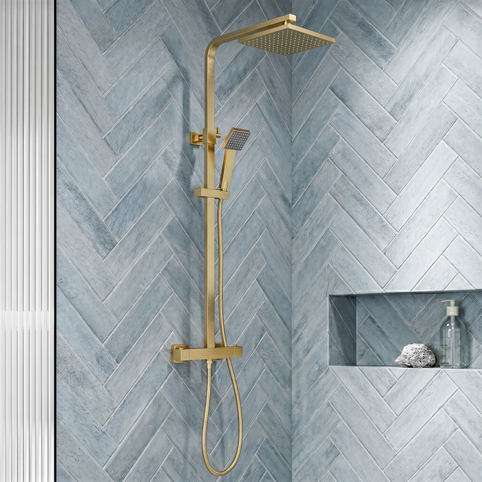 [BSTK886] Swinscoe Square Thermostatic Shower Kit with Fixed Head & Adjustable Handset - Multiple Colours Available - Silo