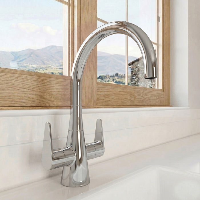 [BKTS305DL] Tatenhill Kitchen Mono Sink Mixer Tap - Single or Dual Lever, Choice of Colour - Silo
