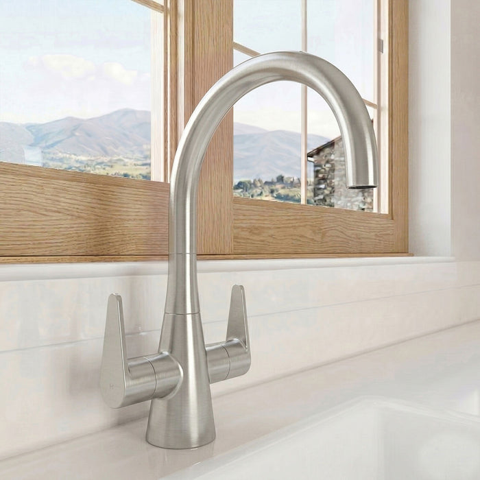 [BKTS605DL] Tatenhill Kitchen Mono Sink Mixer Tap - Single or Dual Lever, Choice of Colour - Silo