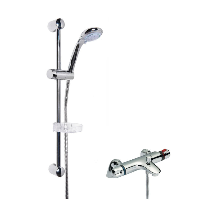 [BSBR93BV1] Thermostatic Bath Shower Mixer Tap & Multi Function Round Handset Slide Rail Kit Bundle - Chrome - Balterley - Cutout