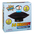 A box of Toy Science 3-D Mirascope, the instant illusion maker for ages 8+, displays the device creating a realistic 3D hologram with colorful graphics and text.