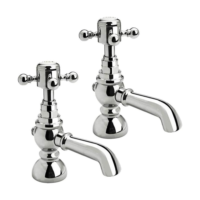 [BTTT106] Traditional Bathroom Bath Pillar Taps - Crosshead Handles - Chrome - Cutout