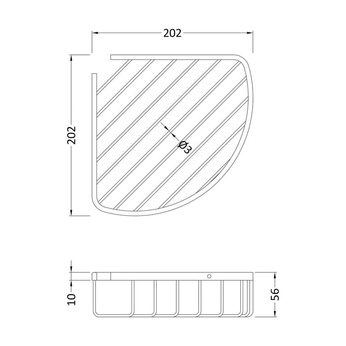[BACB306] Deep Corner Basket - Technical Drawing