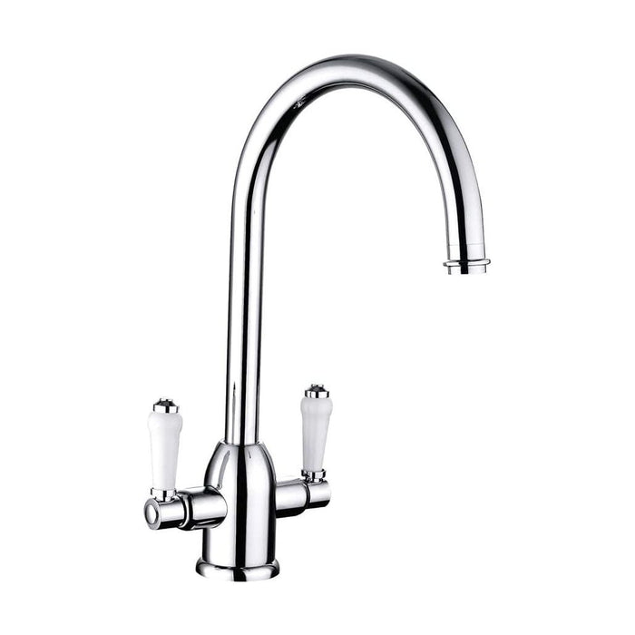 [BKT007] Traditional Dual Handle Kitchen Mixer Tap - Chrome - Cutout