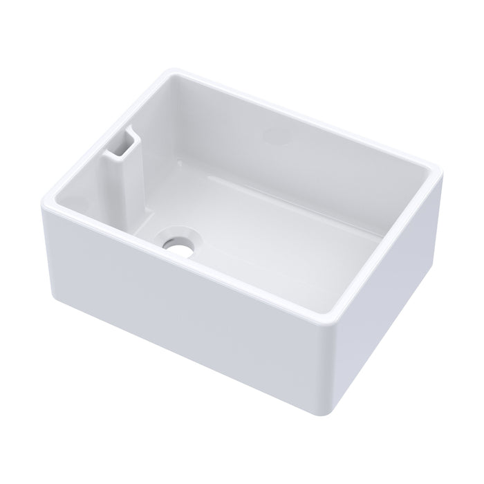 [BKS263] Traditional Fireclay Ceramic Belfast Sink with Overflow, Single Bowl - 595mm - Cutout