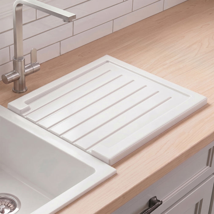 [BKS249] Traditional Fireclay Ceramic Kitchen Worktop Sink Drainer with Grooves - Silo