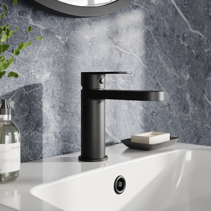 [BTA405] Tresscott Contemporary Round Mono Basin Mixer Tap with Push Button Waste - Choice of Colour