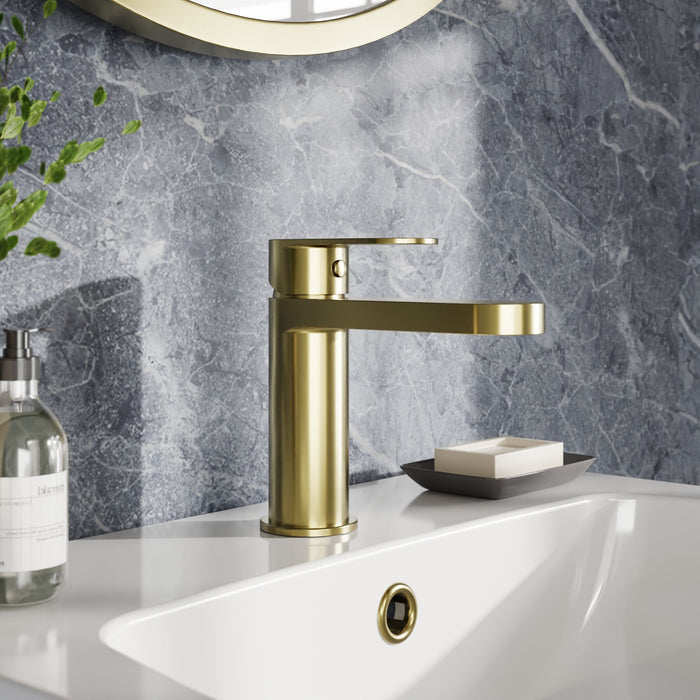 [BTA805] Tresscott Contemporary Round Mono Basin Mixer Tap with Push Button Waste - Choice of Colour