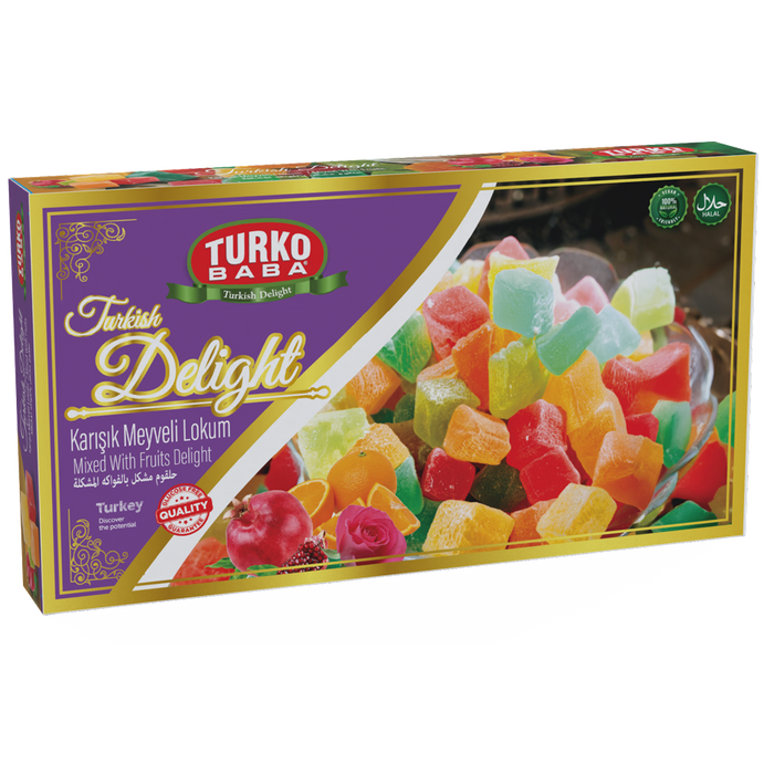 TURKOBABA Premium Mixed Fruit Turkish Delight Assortment - 400g