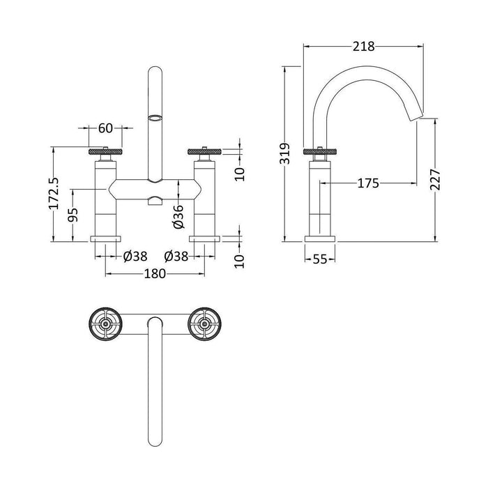 [BTIW453] Tyrley Bath Filler - Choice of Colour - Technical Drawing